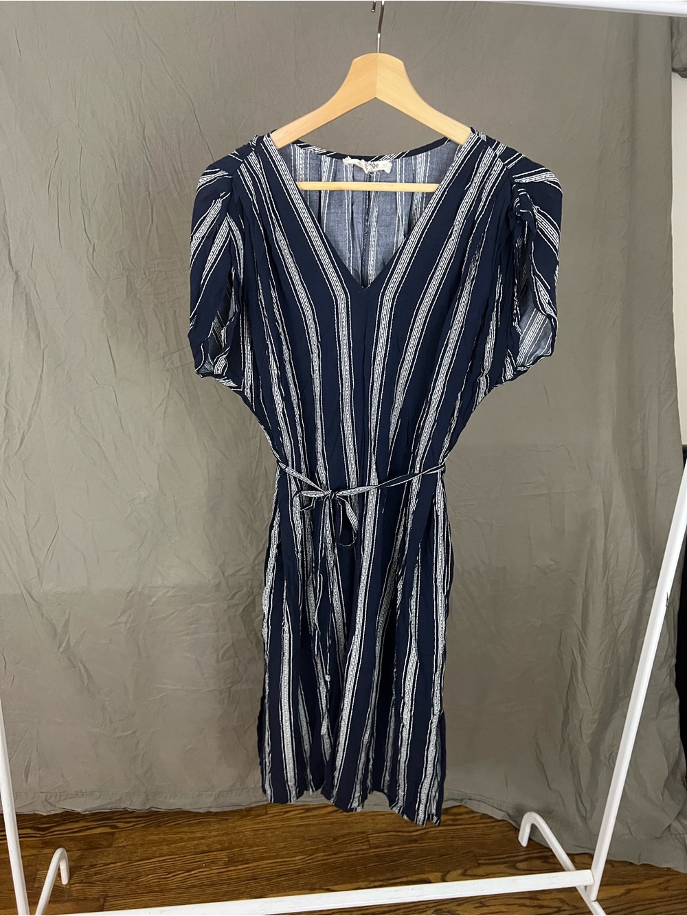 Striped Navy V-Neck Dress from Anthropologie